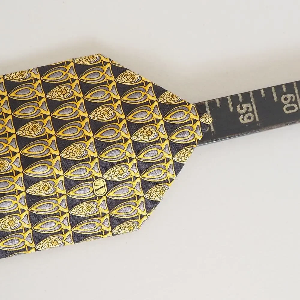 Valentino‎ Cravatte Necktie 100% Silk Gold Tie Handmade in Italy